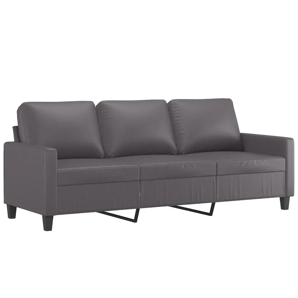 2 Piece Sofa Set with Cushions Grey Faux Leather Price