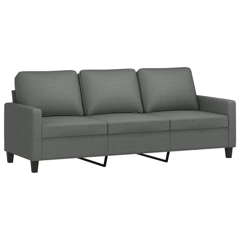 3 Piece Sofa Set with Cushions Dark Grey Fabric Price