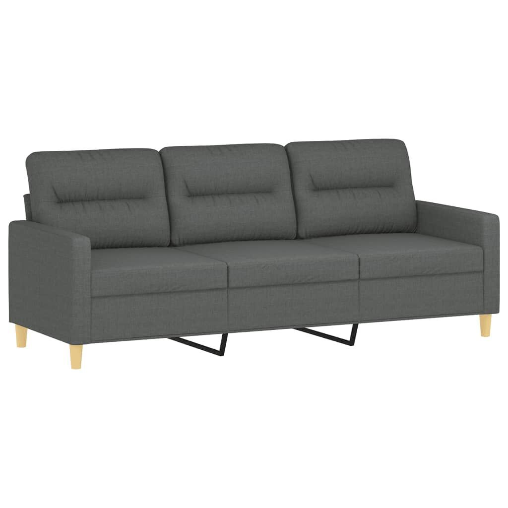 3 Piece Sofa Set with Pillows Dark Grey Fabric Price