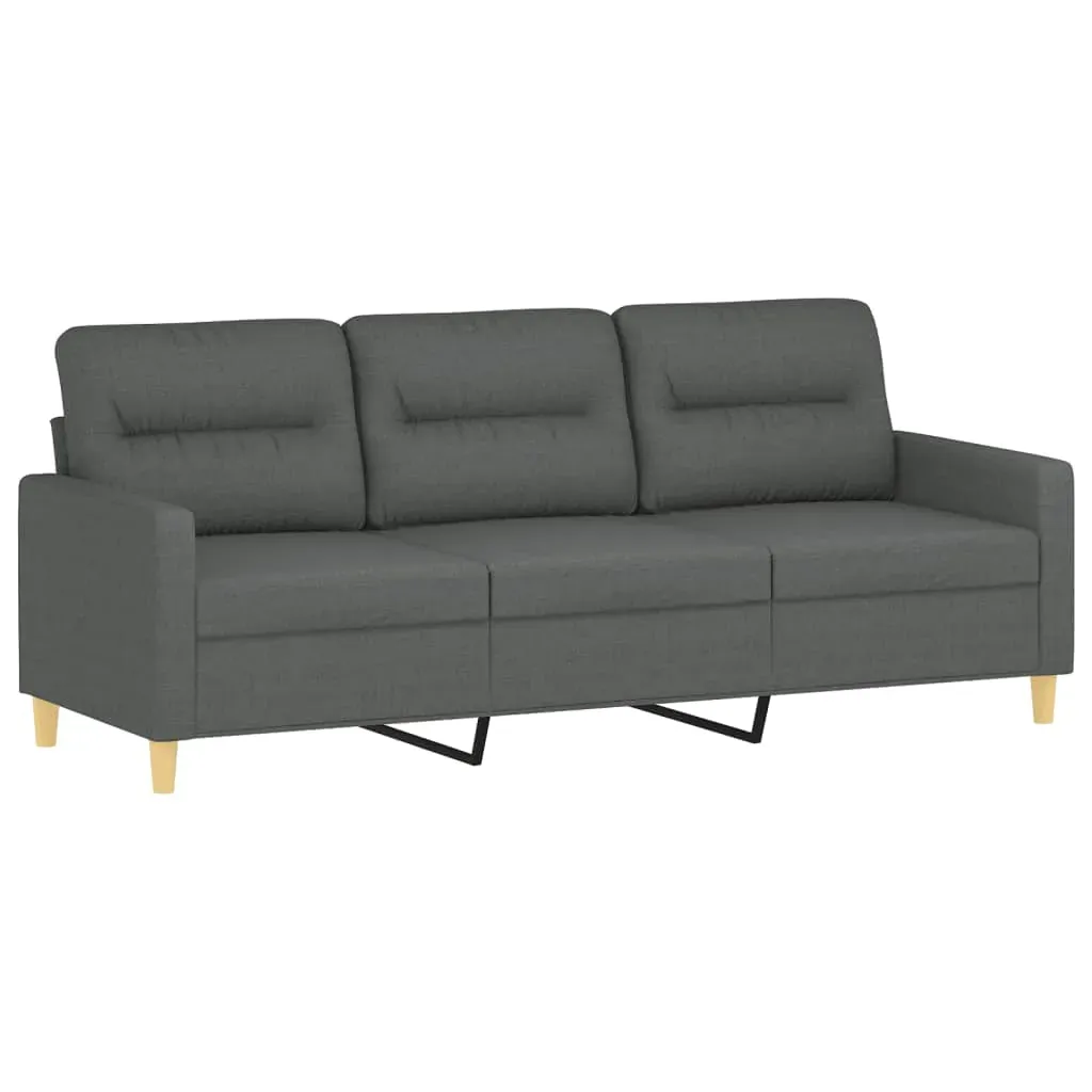 3 Piece Sofa Set with Cushions Dark Grey Fabric Price