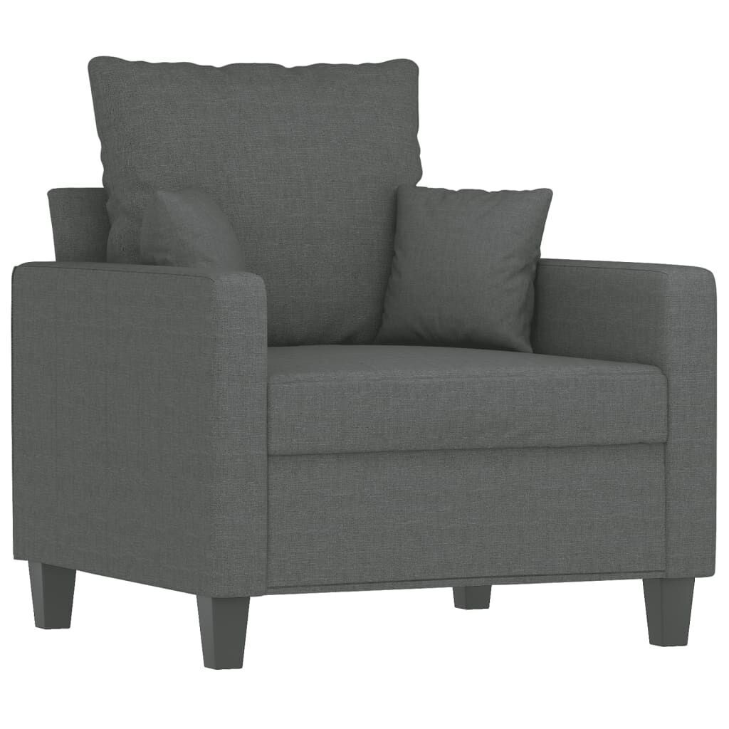 3 Piece Sofa Set with Pillows Dark Grey Fabric Price