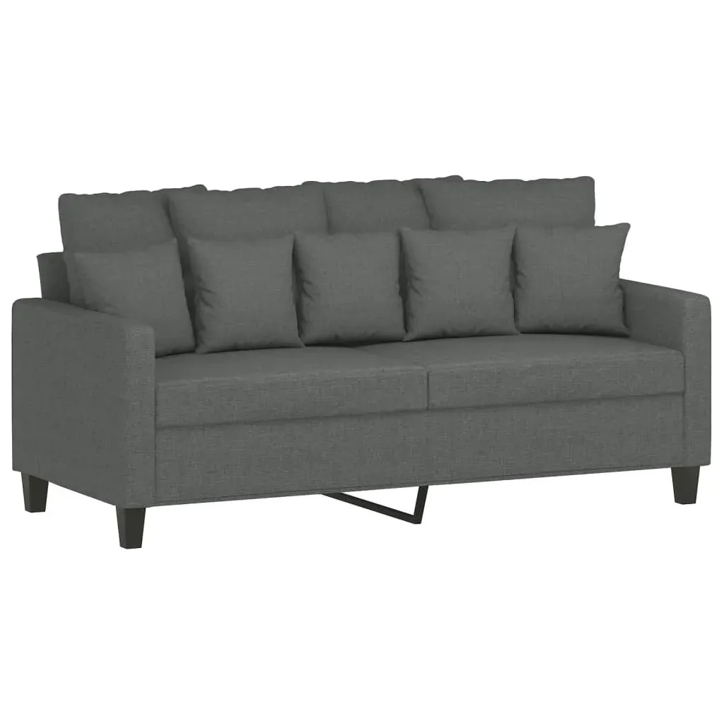 2 Piece Sofa Set with Cushions Dark Grey Fabric Price