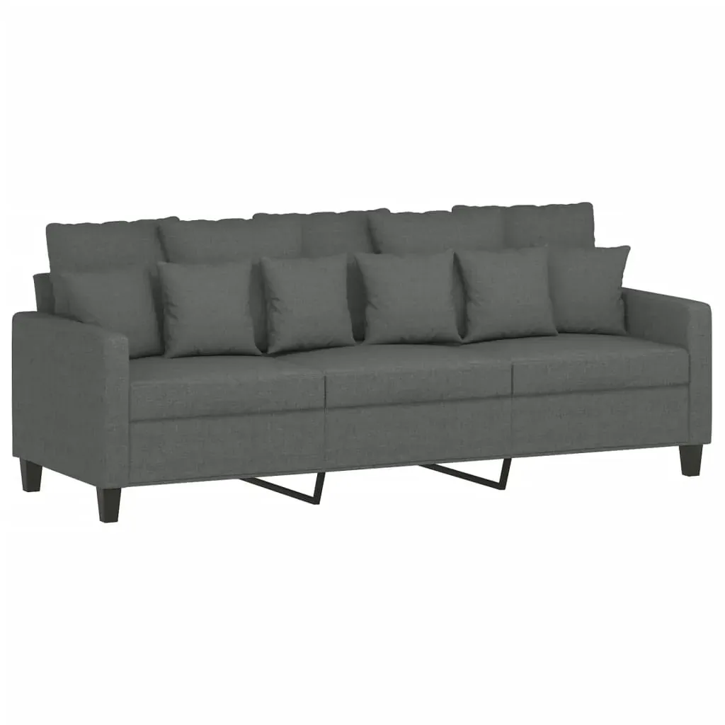 3 Piece Sofa Set with Cushions Dark Grey Fabric Price