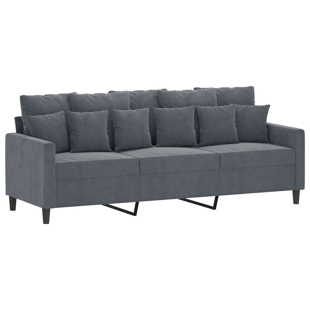 3 Piece Sofa Set with Cushions Dark Grey Velvet Price