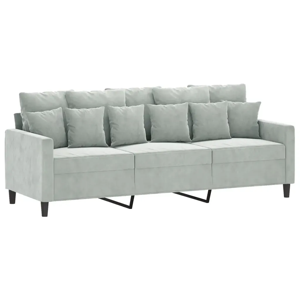 3 Piece Sofa Set with Cushions Light Grey Velvet Price