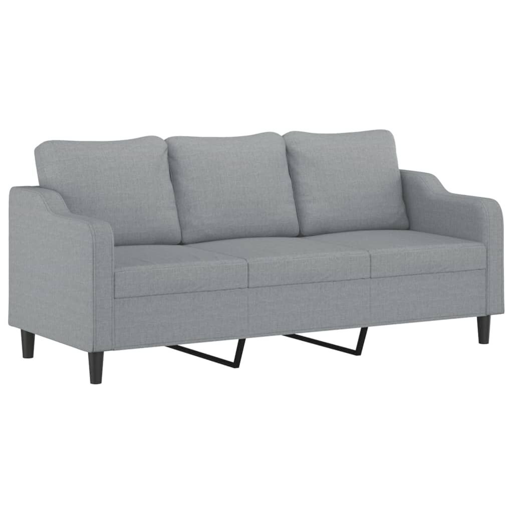 3 Piece Sofa Set with Pillows Light Grey Fabric Price
