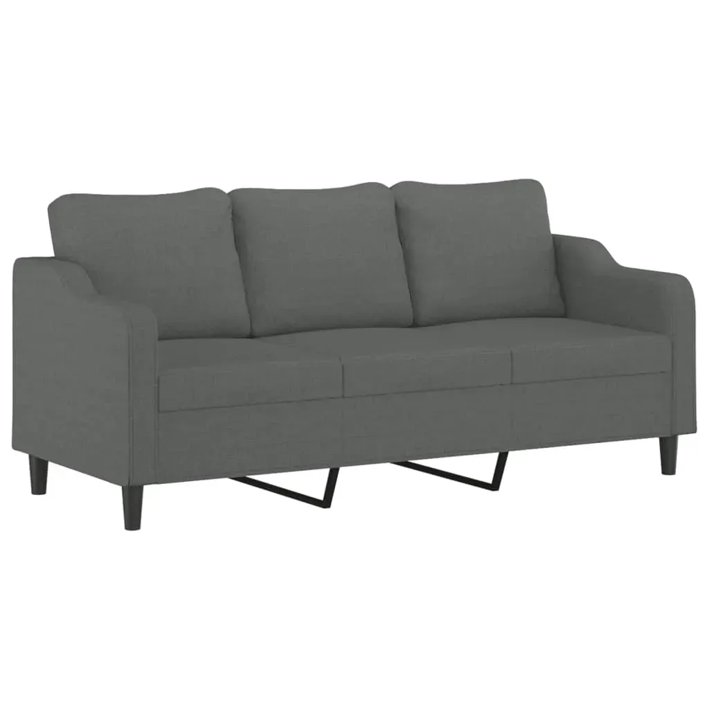 3 Piece Sofa Set with Cushions Dark Grey Fabric Price