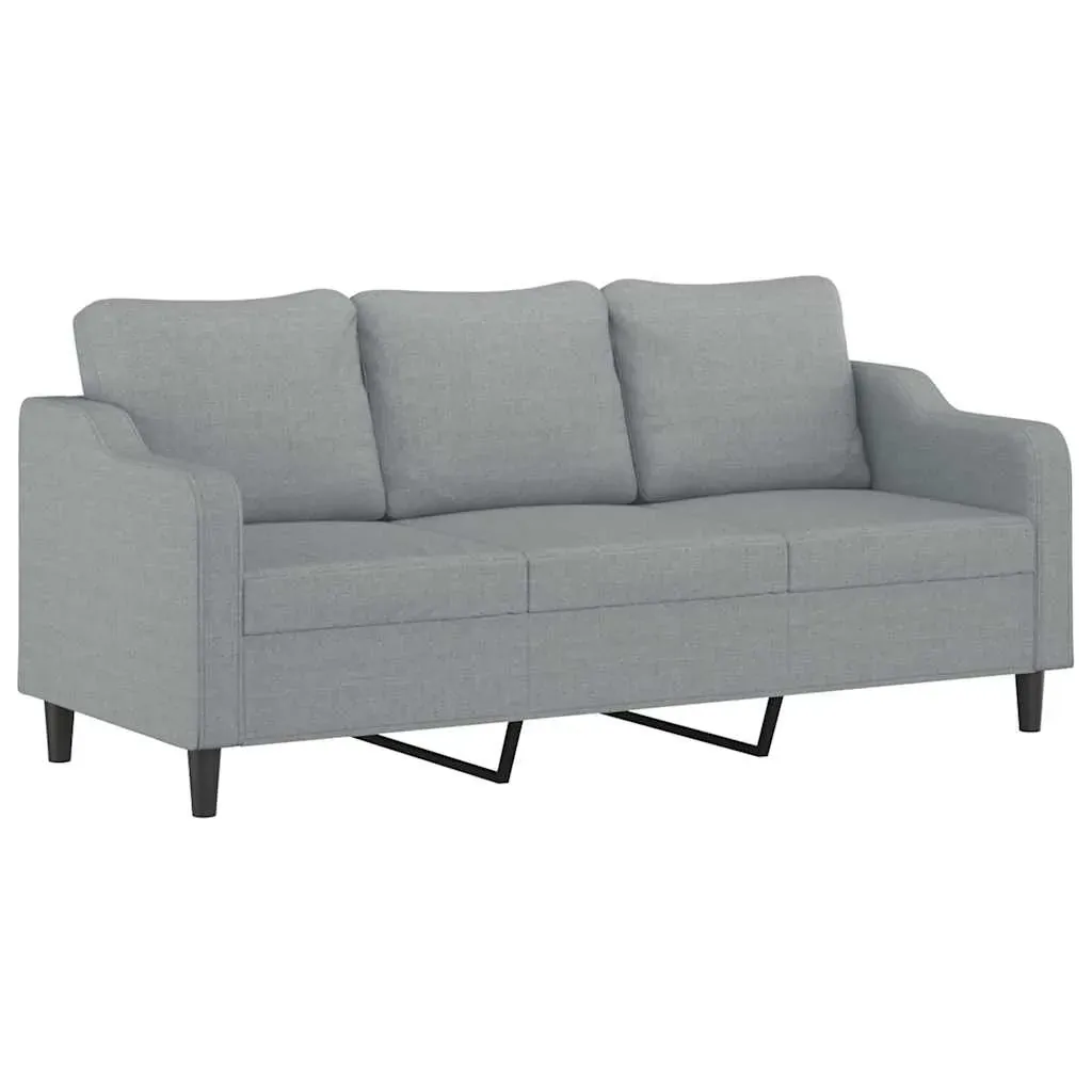 3 Piece Sofa Set with Pillows Light Grey Fabric Price
