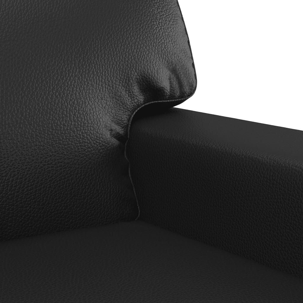 2 Piece Sofa Set with Pillows Black Faux Leather Price