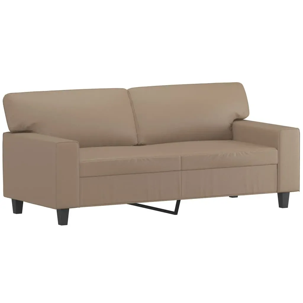 2 Piece Sofa Set with Pillows Cappuccino Faux Leather Price