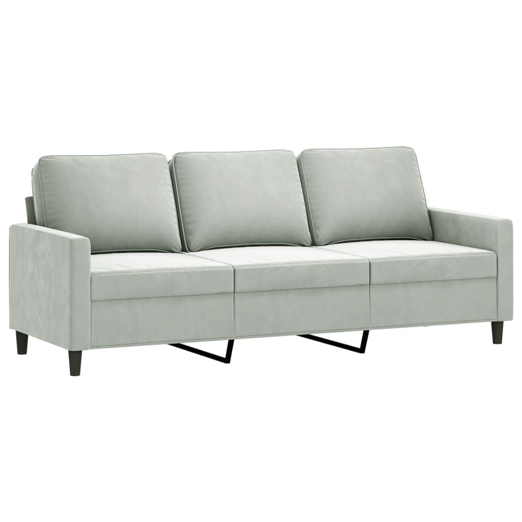 3 Piece Sofa Set with Pillows Light Grey Velvet Price