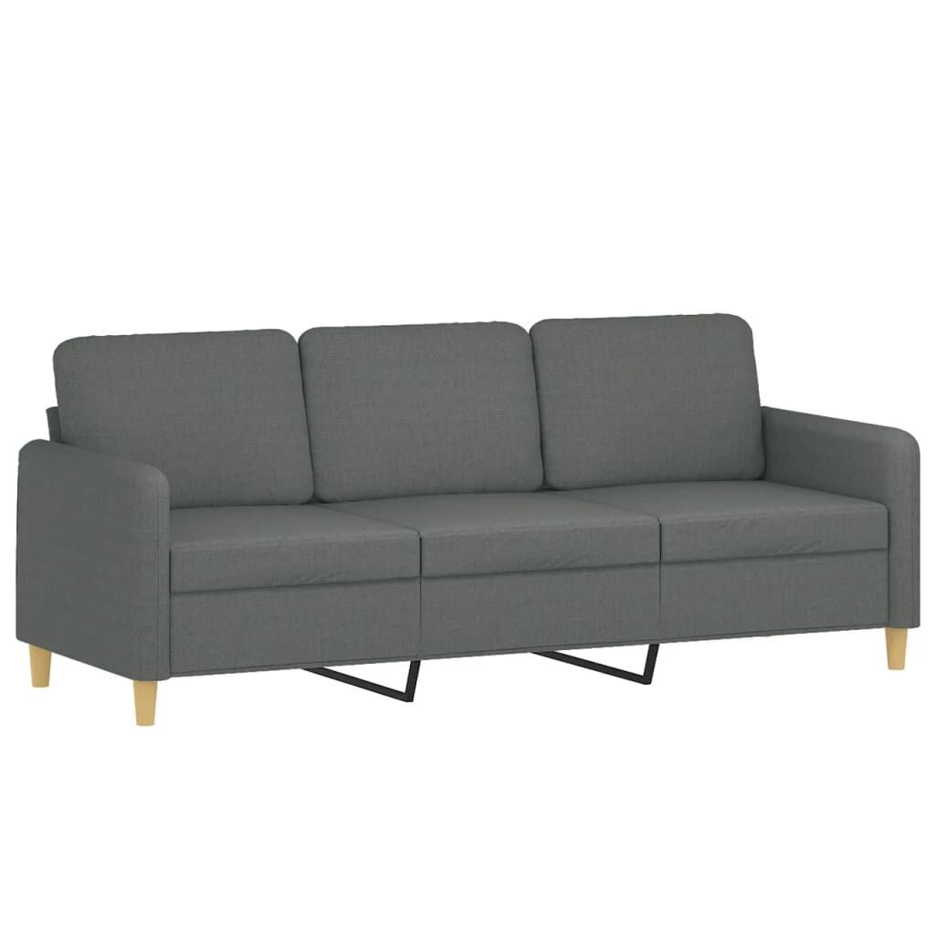 3 Piece Sofa Set with Cushions Dark Grey Fabric Price