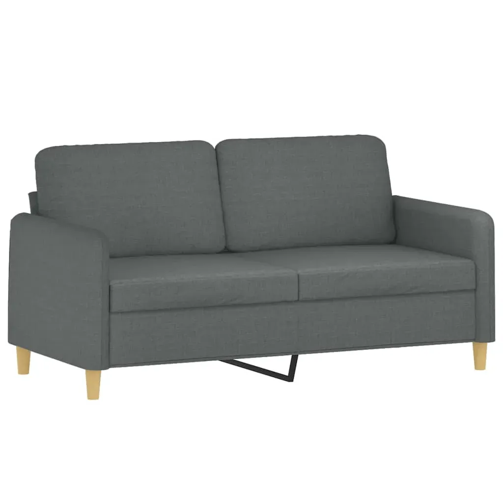 2 Piece Sofa Set with Pillows Dark Grey Fabric Price