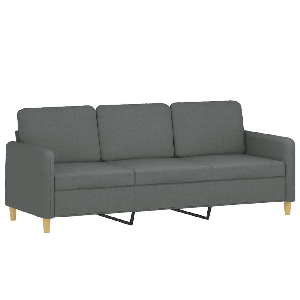 3 Piece Sofa Set with Cushions Dark Grey Fabric Price