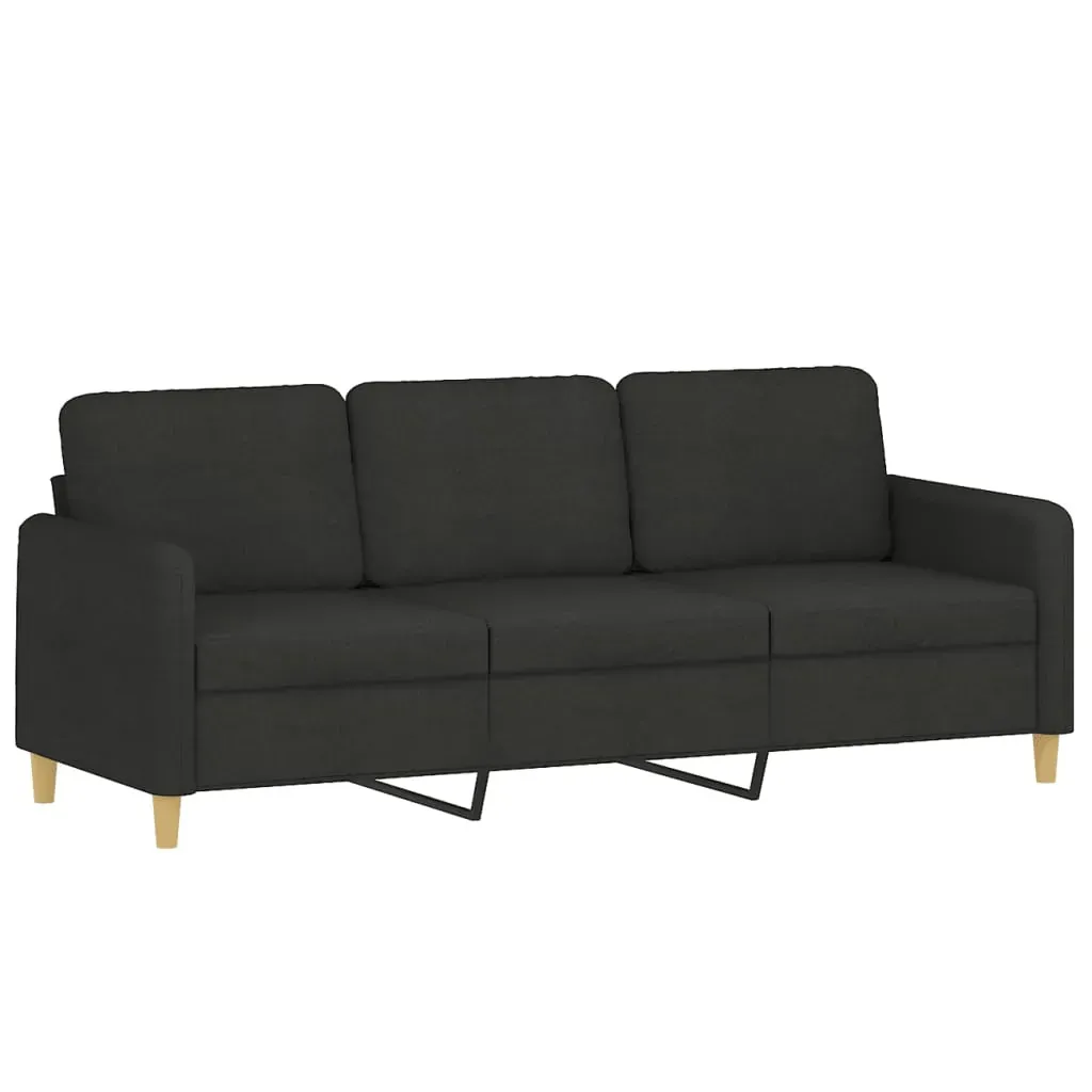 2 Piece Sofa Set with Pillows Black Fabric Price