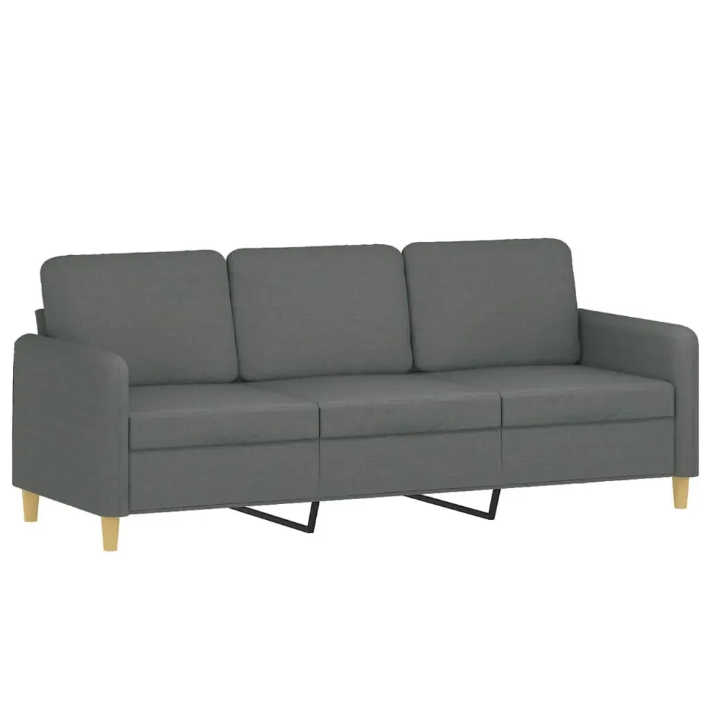 3 Piece Sofa Set with Pillows Dark Grey Fabric Price