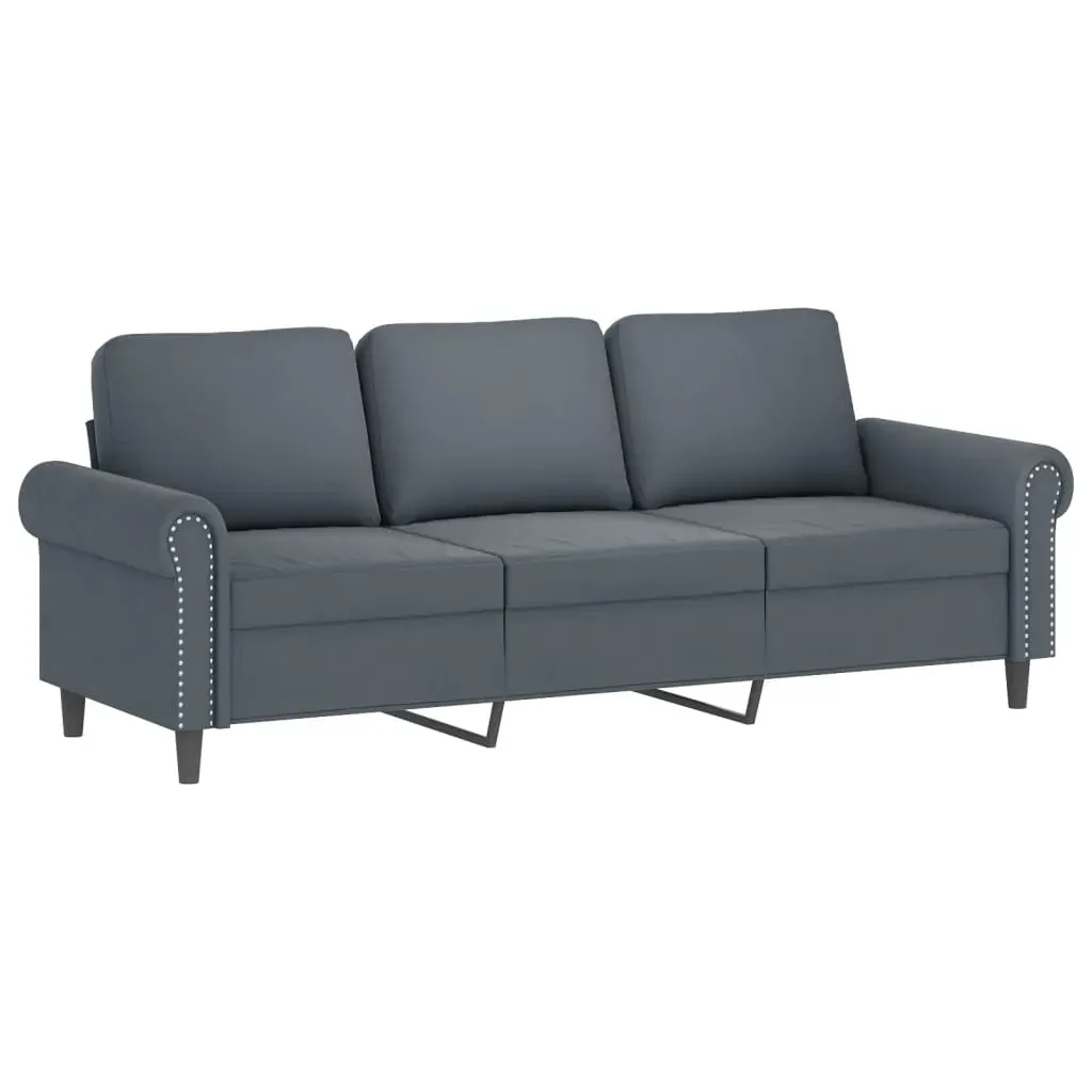 3 Piece Sofa Set with Cushions Dark Grey Velvet Price