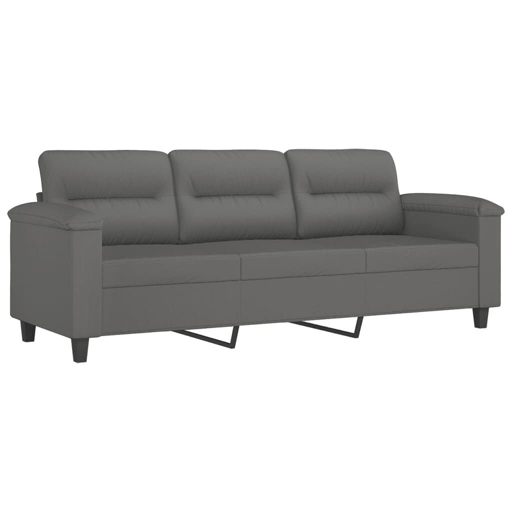 3 Piece Sofa Set with Cushions Dark Grey Microfibre Fabric Price