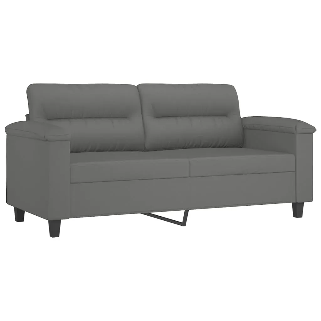 2 Piece Sofa Set with Cushions Dark Grey Microfibre Fabric Price