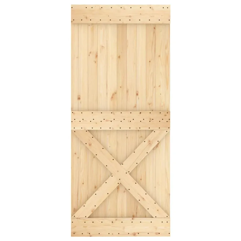 Sliding Door with Hardware Set 90x210 cm Solid Wood Pine Price