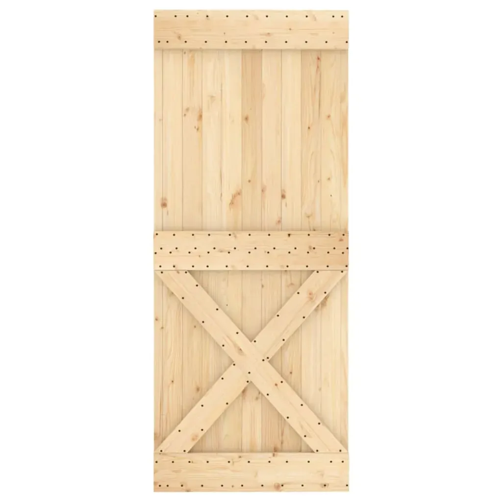 Sliding Door with Hardware Set 85x210 cm Solid Wood Pine Price