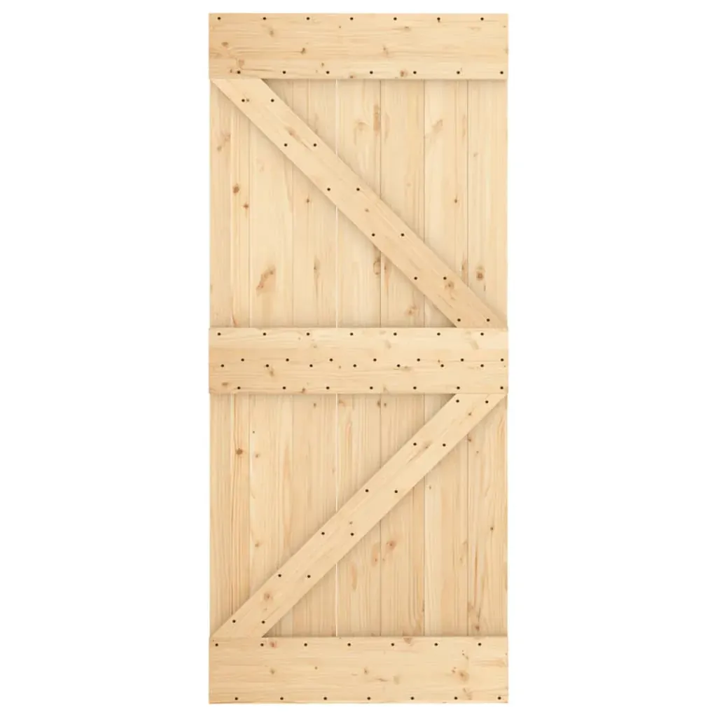 Sliding Door with Hardware Set 90x210 cm Solid Wood Pine Price
