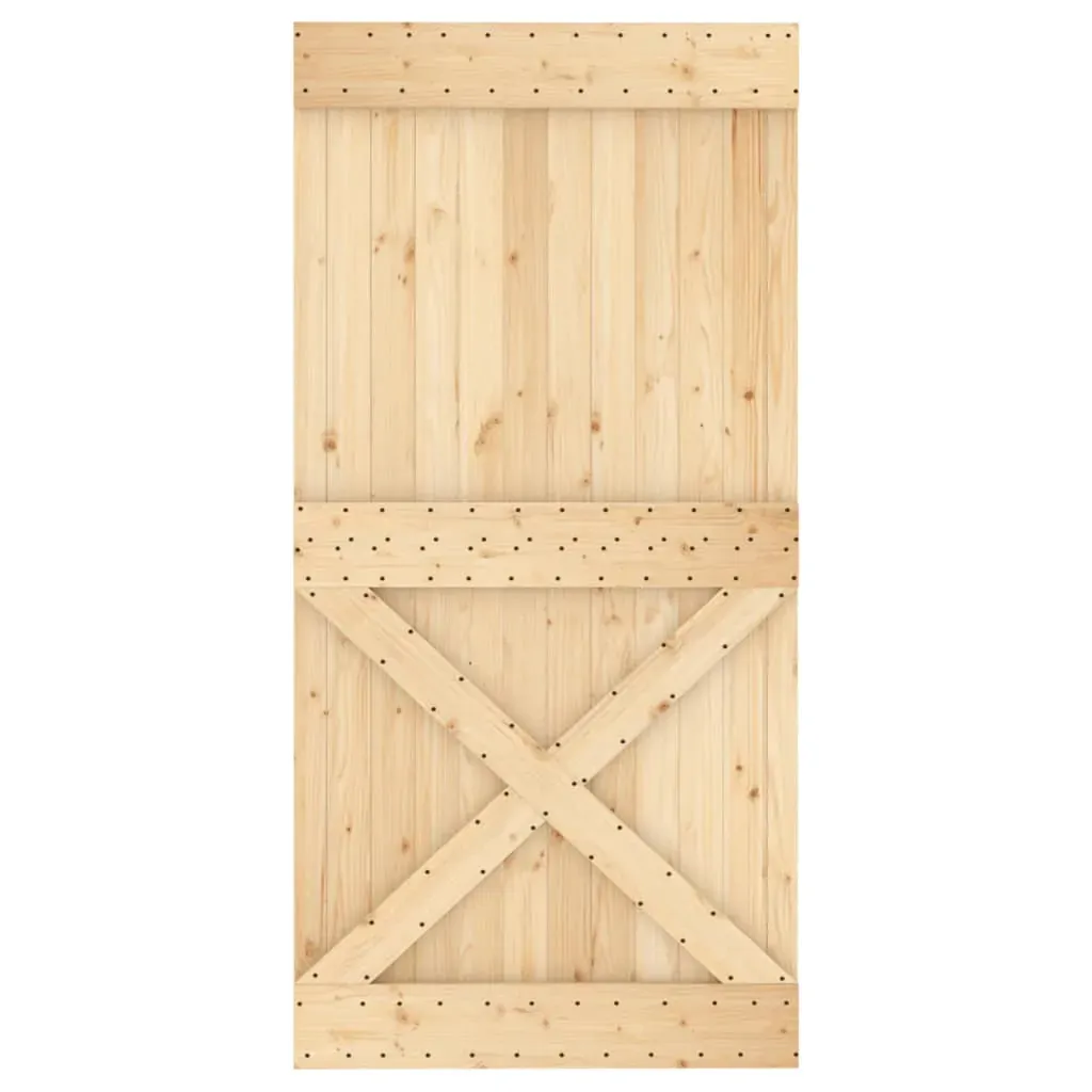 Sliding Door with Hardware Set 100x210 cm Solid Wood Pine Price