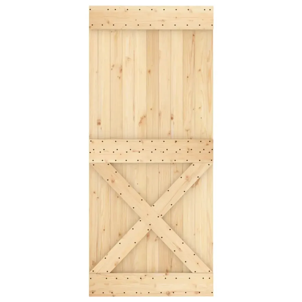 Sliding Door with Hardware Set 90x210 cm Solid Wood Pine Price