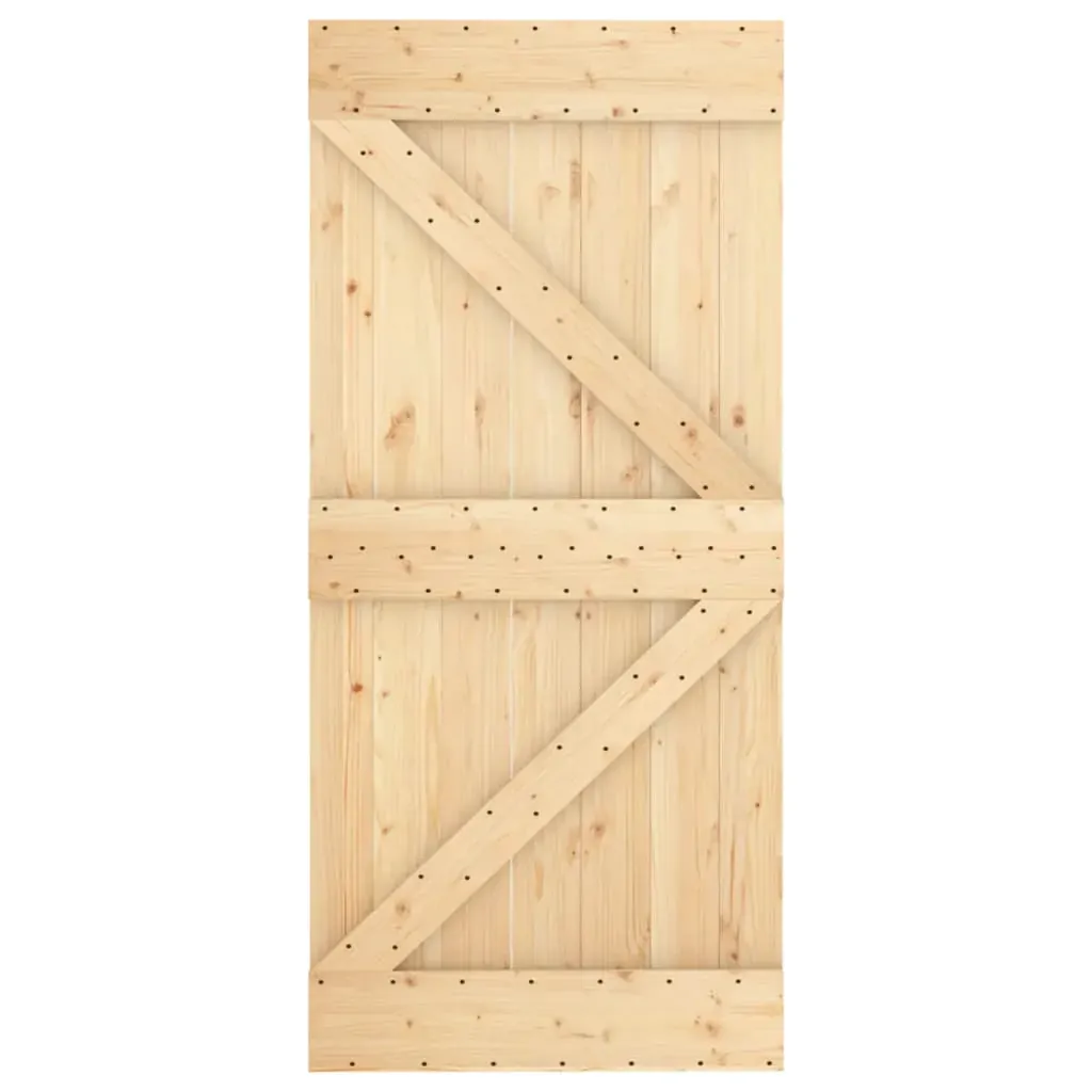 Sliding Door with Hardware Set 95x210 cm Solid Wood Pine Price