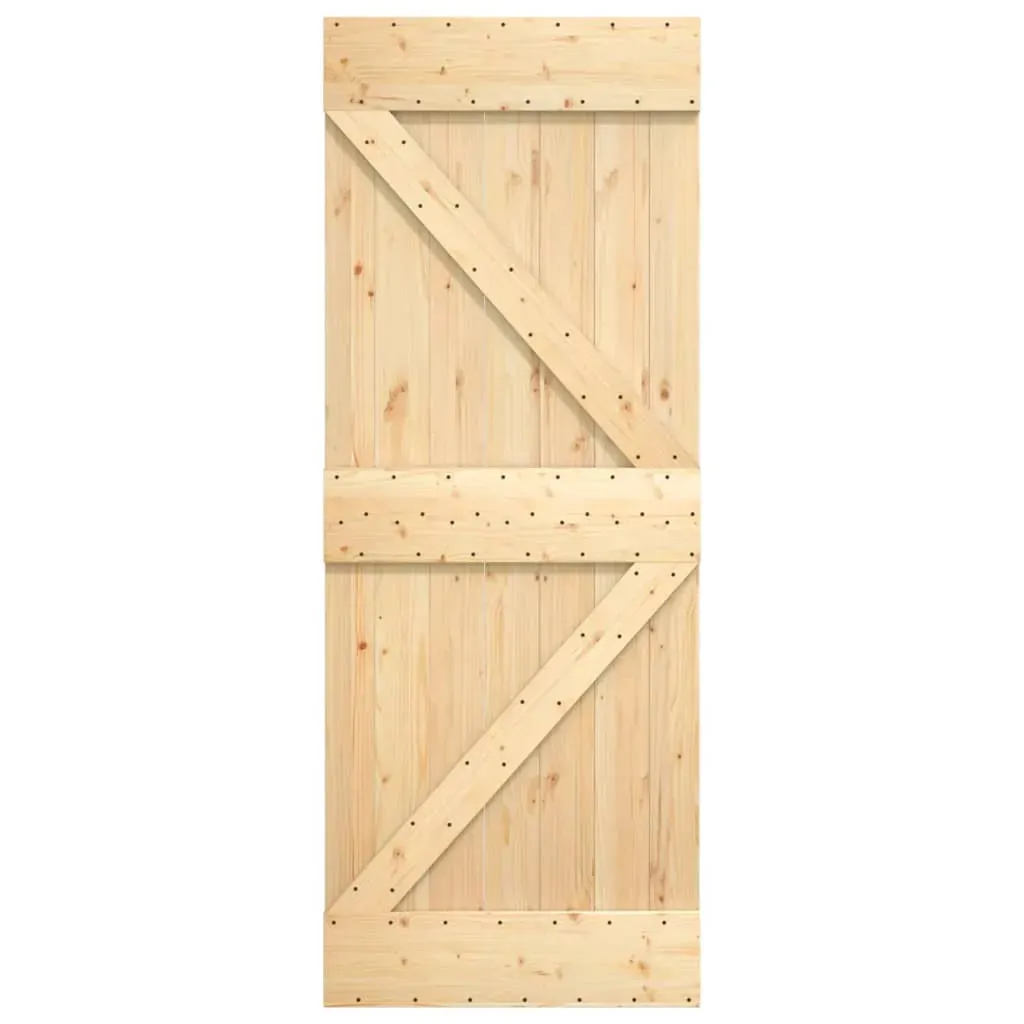 Sliding Door with Hardware Set 85x210 cm Solid Wood Pine Price