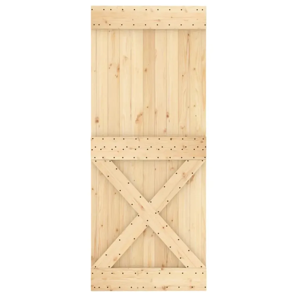 Sliding Door with Hardware Set 100x210 cm Solid Wood Pine Price