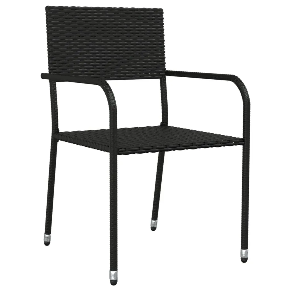 9 Piece Garden Dining Set Black Poly Rattan and Steel Price