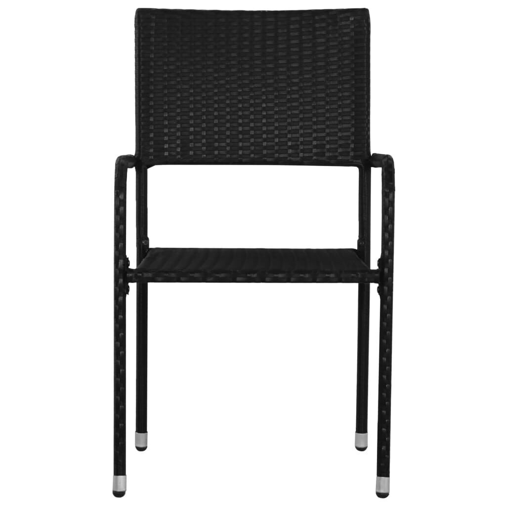 7 Piece Garden Dining Set Black Poly Rattan and Steel Price