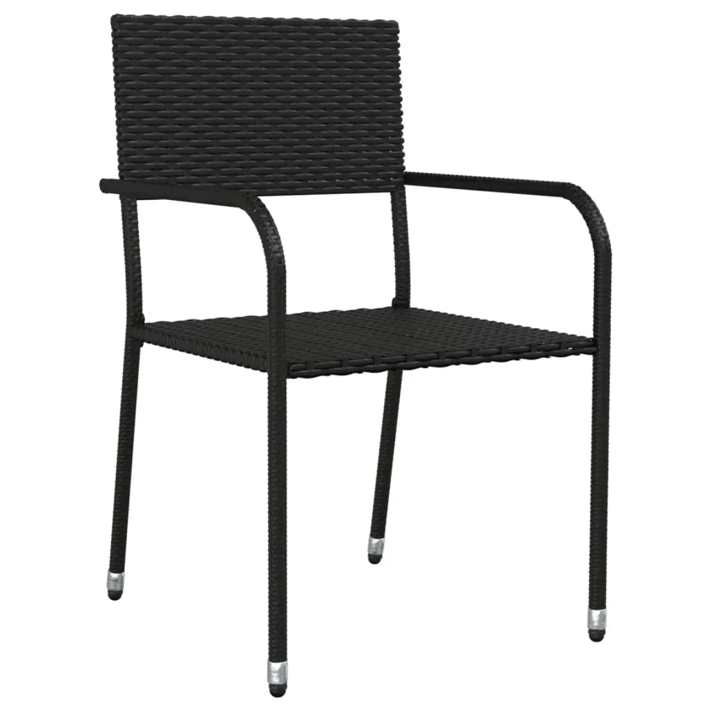 9 Piece Garden Dining Set Black Poly Rattan and Steel Price