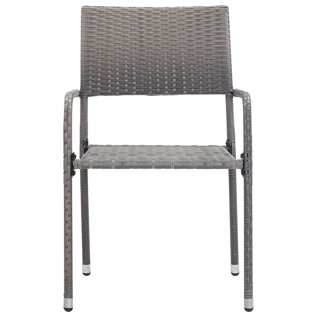 7 Piece Garden Dining Set Grey and Black Poly Rattan and Steel Price