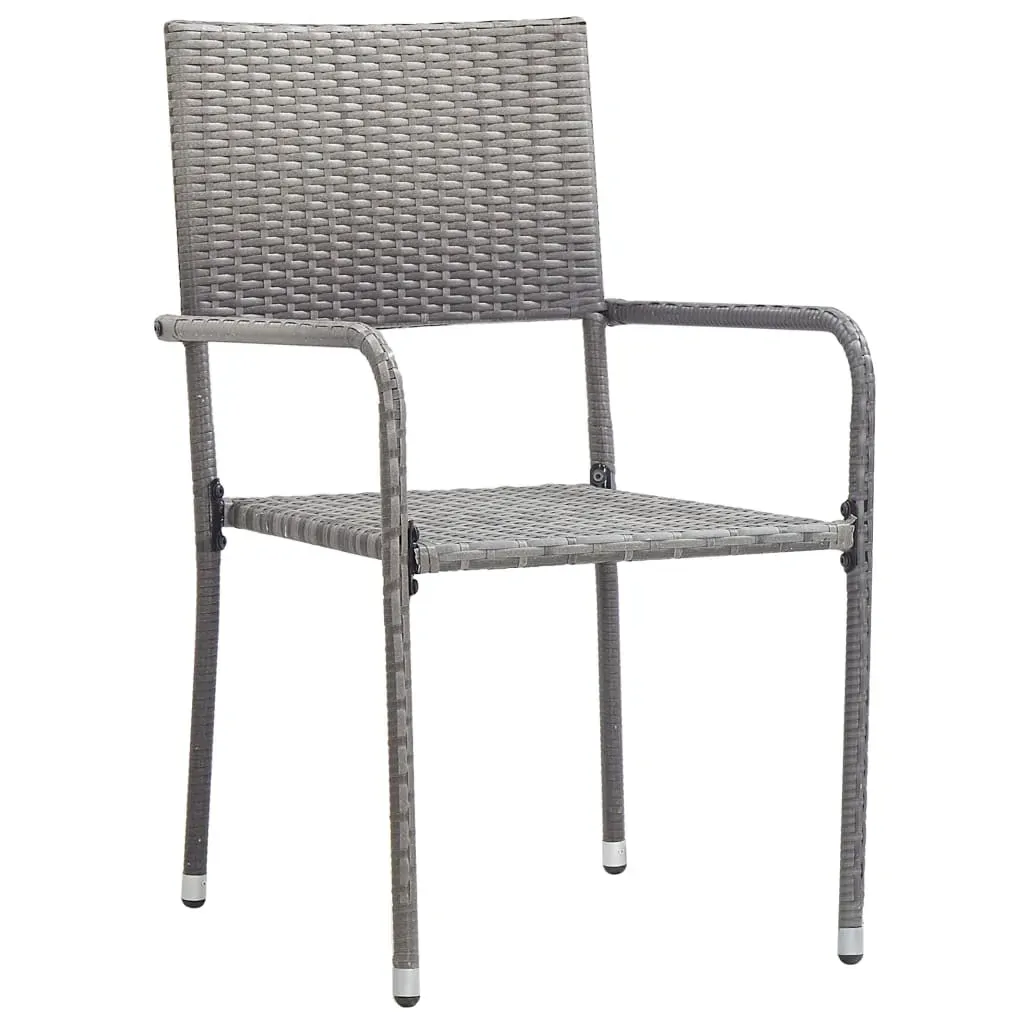 9 Piece Garden Dining Set Grey and Black Poly Rattan and Steel Price
