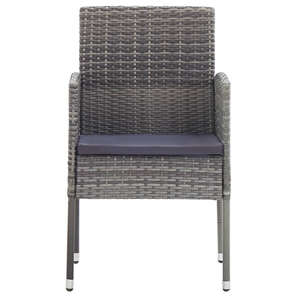 7 Piece Garden Dining Set Grey and Black Poly Rattan and Steel Price
