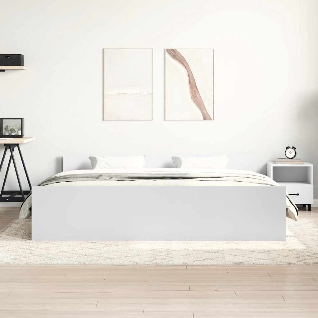 Bed Frame without Mattress White 183x203 cm King Price