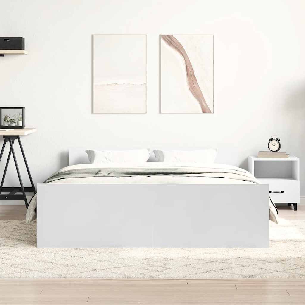 Bed Frame without Mattress White 135x190 cm Price