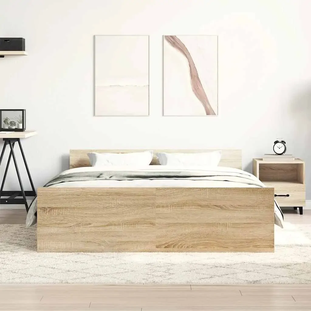 Bed Frame without Mattress Sonoma Oak 135x190 cm Price