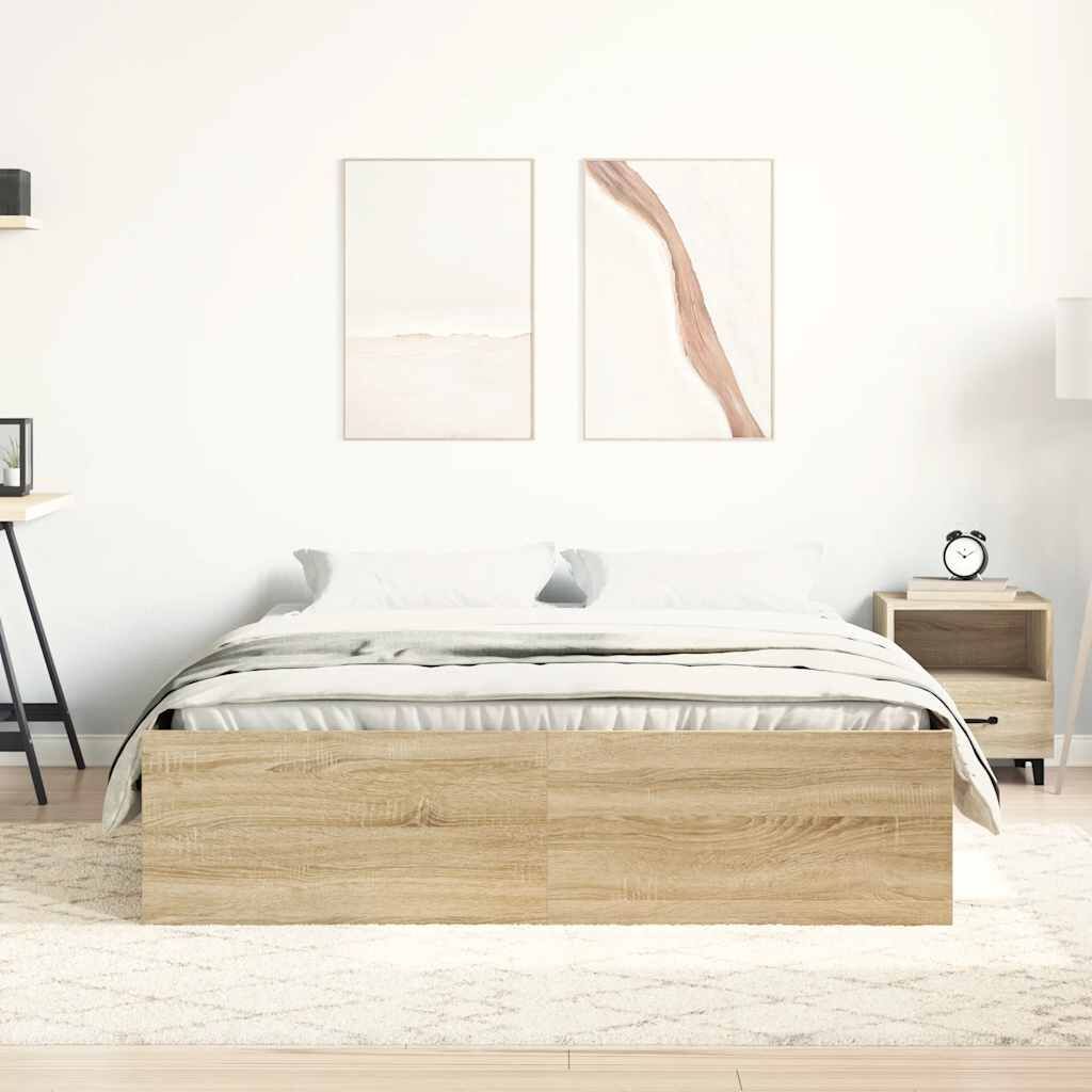 Bed Frame without Mattress Sonoma Oak 150x200 cm Price