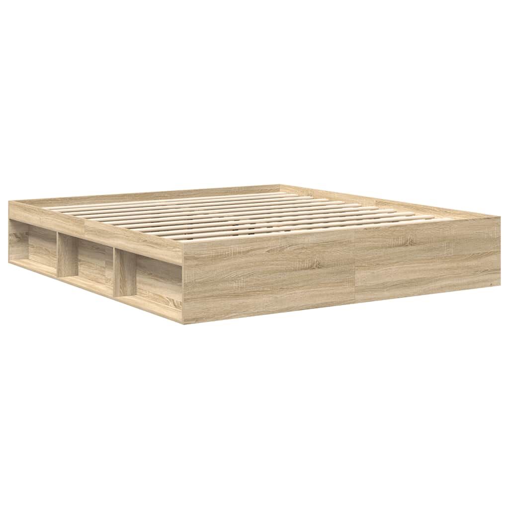 Bed Frame without Mattress Sonoma Oak 183x203 cm King Price