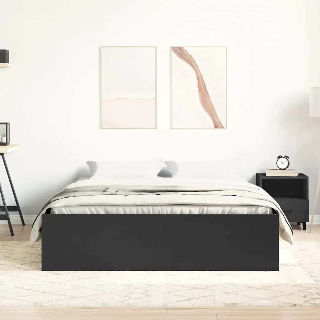 Bed Frame without Mattress Black 135x190 cm Price