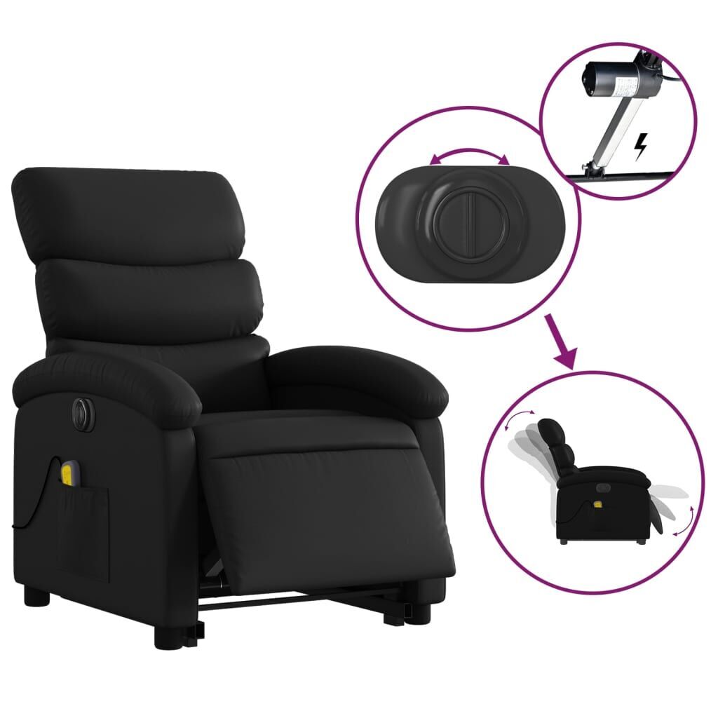 Electric Stand up Massage Recliner Chair Black Faux Leather Price