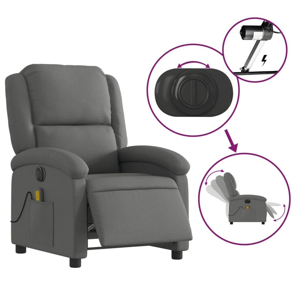 Electric Massage Recliner Chair Dark Grey Fabric Price
