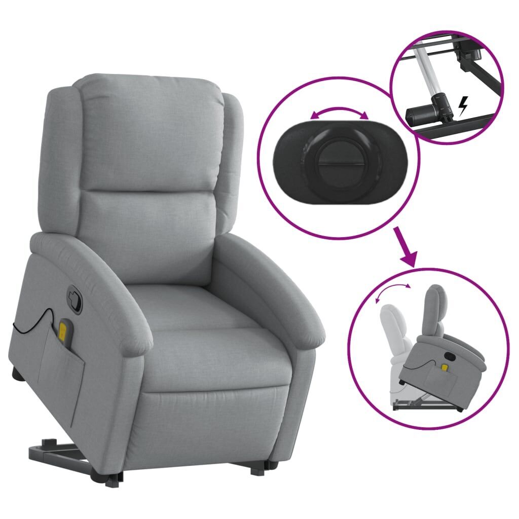 Stand up Massage Recliner Chair Light Grey Fabric Price