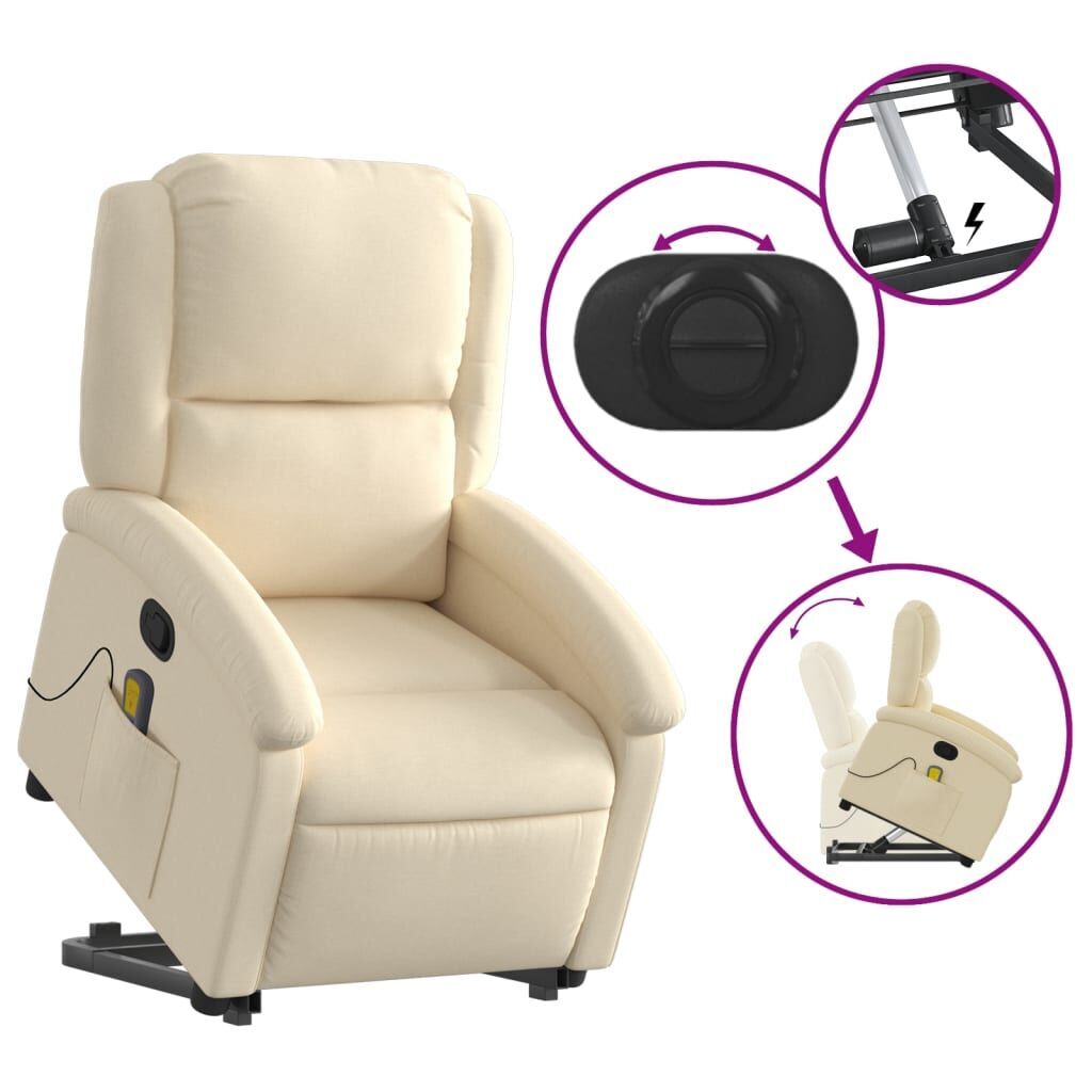 Stand up Massage Recliner Chair Cream Fabric Price