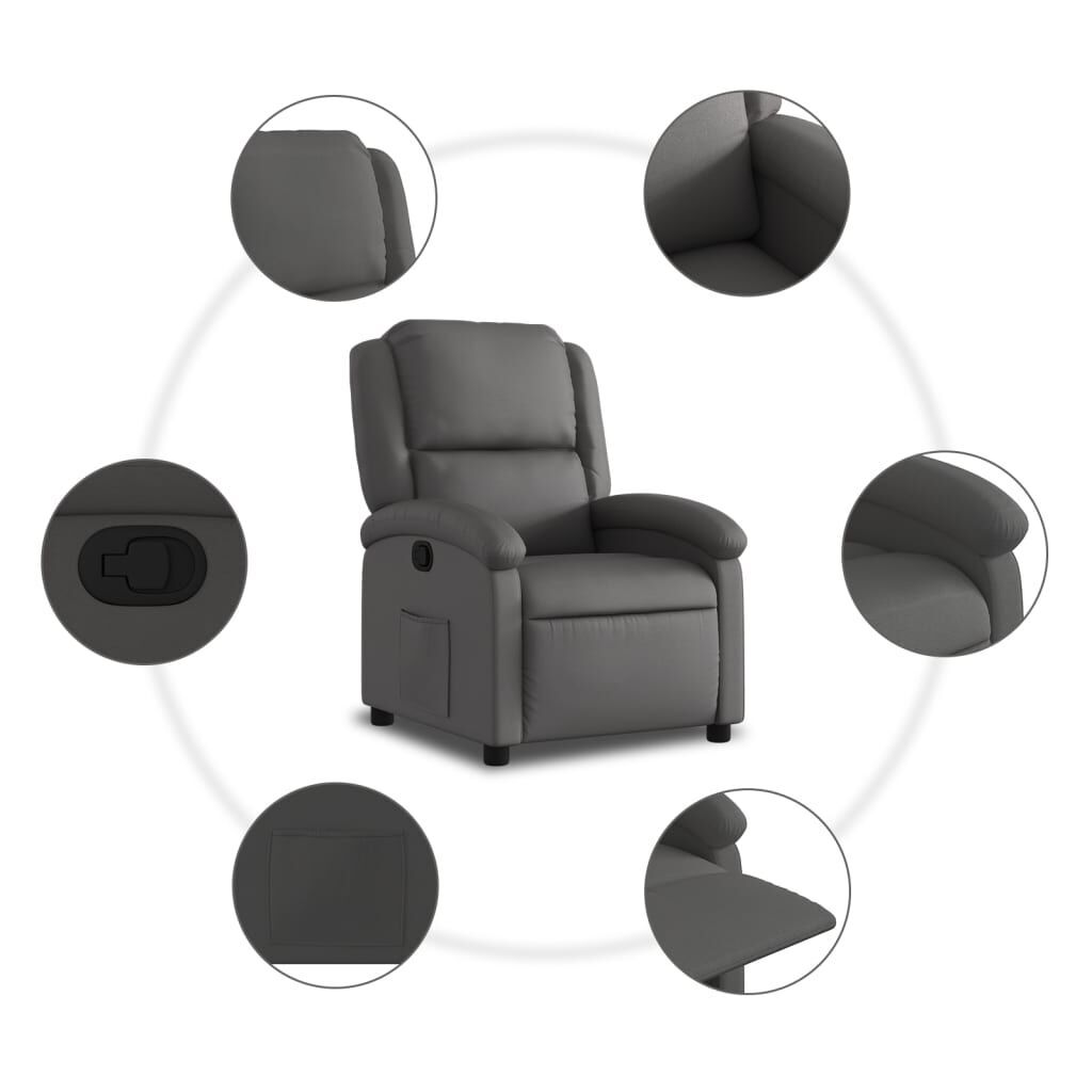 Recliner Chair Grey Real Leather Price
