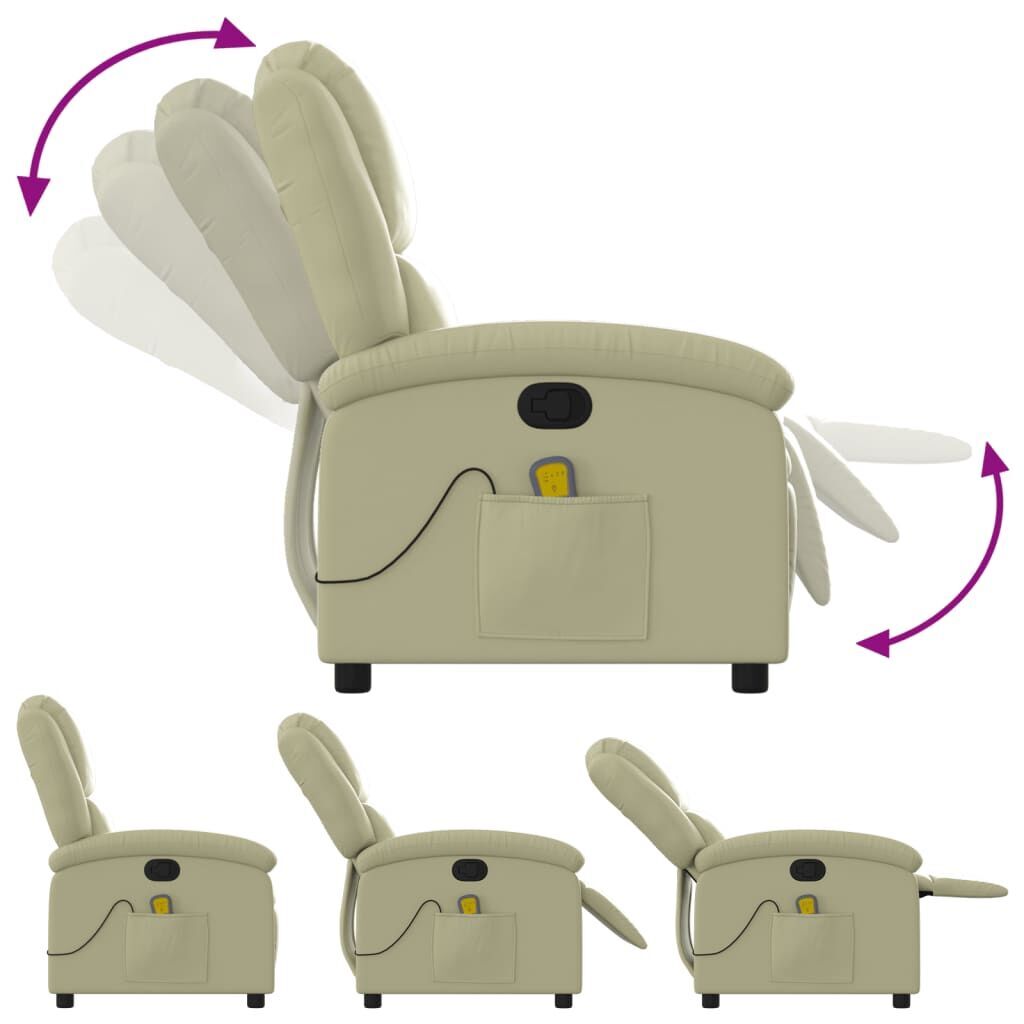 Massage Recliner Chair Cream Real Leather Price