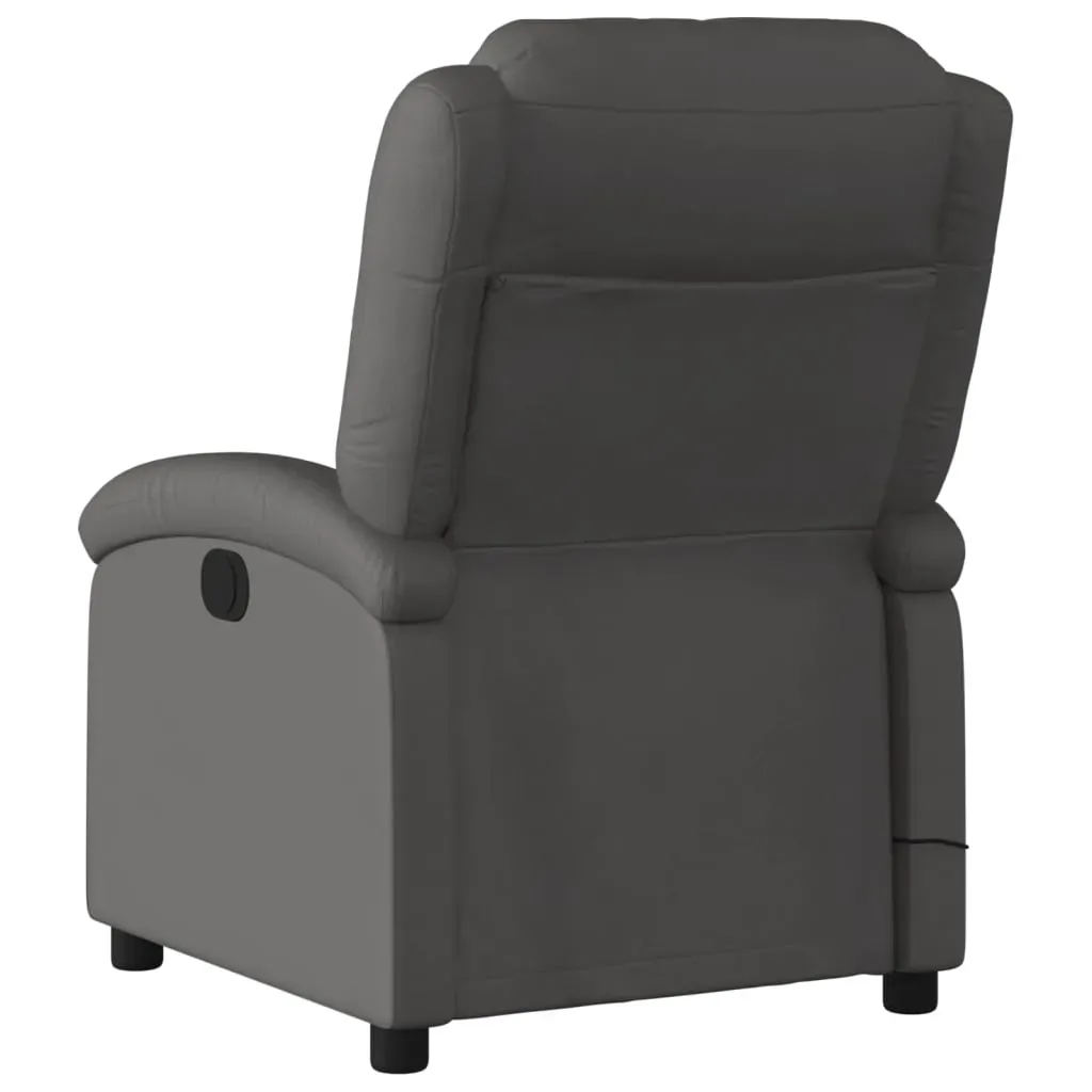 Massage Recliner Chair Grey Real Leather Price